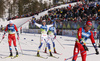 William Poromaa of Sweden celebrates his third place when crossing finish line of the men cross country skiing 50km classic race of FIS Nordic skiing World Championships 2023 in Planica, Slovenia. Men cross country skiing 50km classic race of FIS Nordic skiing World Championships 2023 was held in Planica Nordic Center in Planica, Slovenia, on Sunday, 5th of March 2023.