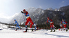 Paal Golberg of Norway leading group during men cross country skiing 50km classic race of FIS Nordic skiing World Championships 2023 in Planica, Slovenia. Men cross country skiing 50km classic race of FIS Nordic skiing World Championships 2023 was held in Planica Nordic Center in Planica, Slovenia, on Sunday, 5th of March 2023.