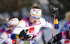 Elin Henriksson of Sweden skiing during U23 women cross country skiing 20km mass start skating race of FIS Junior Nordic skiing World Championships 2024 in Planica, Slovenia. U23 women cross country skiing 20km mass start skating race of FIS Junior Nordic skiing World Championships 2024 was held in Planica Nordic Center in Planica, Slovenia, on Thursday, 8th of February 2024.