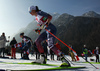 Haley Brewster of USA skiing during U23 women cross country skiing 20km mass start skating race of FIS Junior Nordic skiing World Championships 2024 in Planica, Slovenia. U23 women cross country skiing 20km mass start skating race of FIS Junior Nordic skiing World Championships 2024 was held in Planica Nordic Center in Planica, Slovenia, on Thursday, 8th of February 2024.