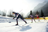 Maelle Veyre of France, Haley Brewster of USA and Marina Kaelin of Switzerland skiing during U23 women cross country skiing 20km mass start skating race of FIS Junior Nordic skiing World Championships 2024 in Planica, Slovenia. U23 women cross country skiing 20km mass start skating race of FIS Junior Nordic skiing World Championships 2024 was held in Planica Nordic Center in Planica, Slovenia, on Thursday, 8th of February 2024.