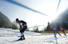 Gaspard Rousset of France skiing during U23 men cross country skiing 20km mass start skating race of FIS Junior Nordic skiing World Championships 2024 in Planica, Slovenia. U23 men cross country skiing 20km mass start skating race of FIS Junior Nordic skiing World Championships 2024 was held in Planica Nordic Center in Planica, Slovenia, on Thursday, 8th of February 2024.