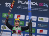 Evelina Crusell of Sweden elebrates her gold medal won in junior women cross country skiing 10km classic race of FIS Junior Nordic skiing World Championships 2024 in Planica, Slovenia. Junior women cross country skiing 10km classic race of FIS Junior Nordic skiing World Championships 2024 was held in Planica Nordic Center in Planica, Slovenia, on Friday, 9th of February 2024.