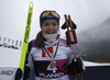 Minja Korhonen of Finland celebrates her gold medal won in women junior nordic combined race of FIS Junior Nordic skiing World Championships 2024 in Planica, Slovenia. Women junior nordic combined race of FIS Junior Nordic skiing World Championships 2024 was held in Planica Nordic Center in Planica, Slovenia, on Friday, 9th of February 2024.