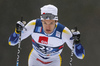 Rikard Vestin of Sweden skiing during U23 men cross country skiing 10km classic race of FIS Junior Nordic skiing World Championships 2024 in Planica, Slovenia. U23 men cross country skiing 10km classic race of FIS Junior Nordic skiing World Championships 2024 was held in Planica Nordic Center in Planica, Slovenia, on Saturday, 10th of February 2024.